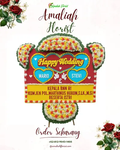 Karangan Papan Bunga Pernikahan di Padamaju